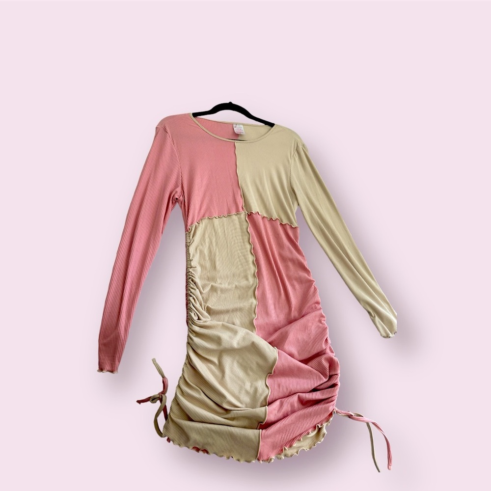Medium Length, Pink & Beige Women’s Dress Size Large